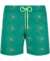 Men Embroidered Swim Trunks Hypno Shell - Limited Edition Linden front view