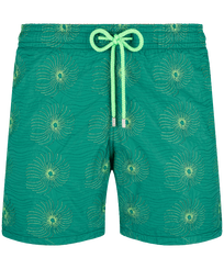 Men Embroidered Embroidered - Men Embroidered Swim Trunks Hypno Shell - Limited Edition, Linden front view