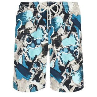 Bañador elástico largo con estampado Californian Pool Dogtown para hombre - Vilebrequin x Highsnobiety Blue note vista frontal