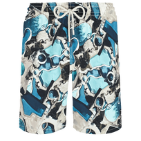 Men Long Swim Trunks Californian Pool Dogtown - Vilebrequin x Highsnobiety Blue note front view