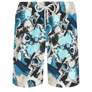 Men Stretch Long Swimwear Californian Pool Dogtown - Vilebrequin x Highsnobiety Blue note front view