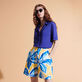 女士纯色 Polo 衫 Neptune blue 正面穿戴视图