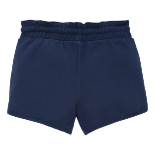 Pantalones cortos de algodón de color liso para niña Azul marino vista trasera