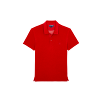 Polo en coton éponge organique homme uni Lipstick vue de face