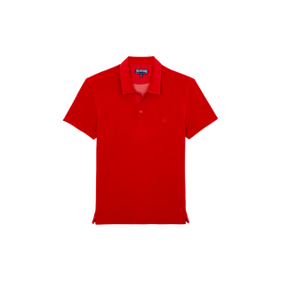Polo en coton éponge organique homme uni Lipstick vue de face