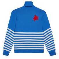 Gestreifter Tortue Rollkragenpullover aus Baumwolle und Kaschmir mit Jacquardmuster für Herren Sea blue Vorderansicht