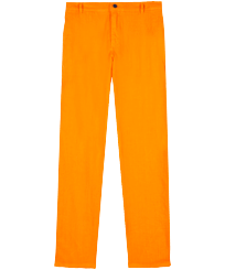 Men Straight Linen Pants Solid Carrot front view