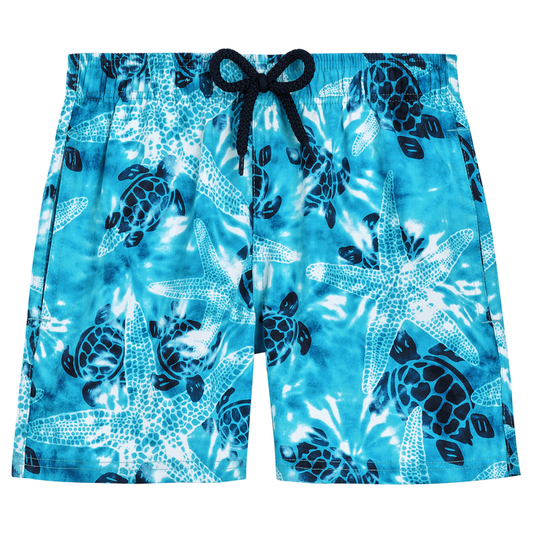 Boys Stretch Swim Shorts Starlettes And Turtles Tie & Dye - Swimming Trunk - Jirise - Blue - Size 12 - Vilebrequin