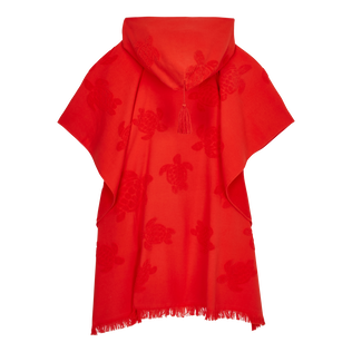 Terry Poncho Poppy red back view