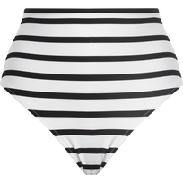 Rayures Bikinihose mit hohem Bund für Damen Black/white Vorderansicht