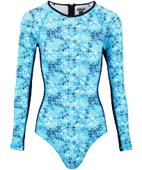 女士 Flowers 扎染长袖连体防晒衣 Navy 正面图