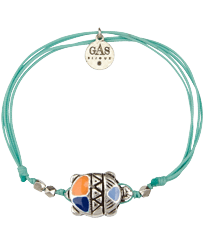 Braccialetto con laccetto e tartaruga smaltata - Vilebrequin x Gas Bijoux Lazulii blue vista frontale