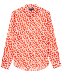 Attrape Coeur Unisex Sommerhemd aus Baumwollvoile Mohnrot Vorderansicht