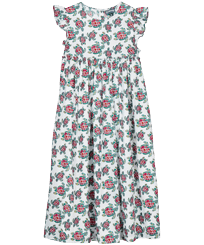 Girls Long Dress Provencal Turtle White front view