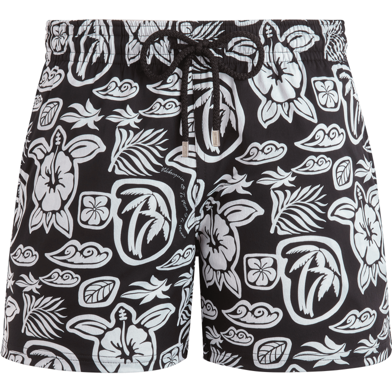 Pantaloncini Mare Uomo Elasticizzati Tahiti Turtles - Costume Da Bagno - Moorise - Nero