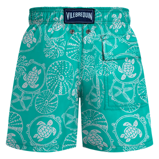 Boys Swim Trunks Oursins Bicolores Disco green back view