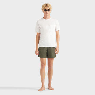 Maillot de bain en laine mérinos Super 120's homme Bicolore Olive chine vue de détail 1