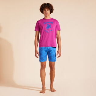 T-shirt en coton imprimé logo tortue homme Pourpre vue portée de face