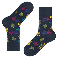 Men Socks Rondes des Tortues Multicolores - Vilebrequin x Falke Midnight blue front view