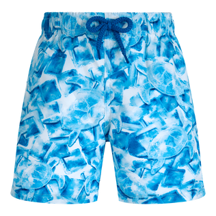 Bañador ultraligero plegable con estampado Iced Turtles para niño Blanco vista frontal