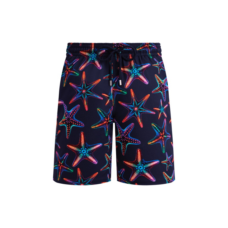 Vilebrequin Men Long Stretch Swim Shorts Disco Stars - Okorise - Blue - Size XL