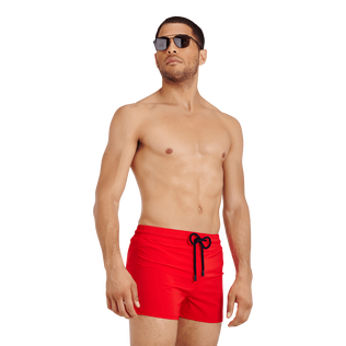 Men Swimwear Short and Fitted Stretch Solid Medicis red details view 3