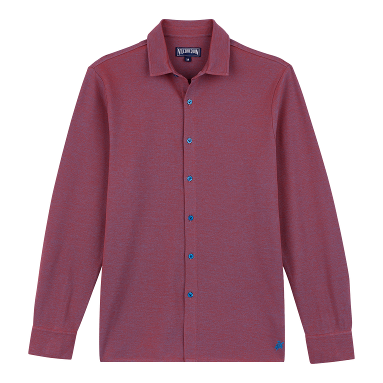 Men Cotton Pique Shirt - Calandre - Blue - Size XXL - Vilebrequin