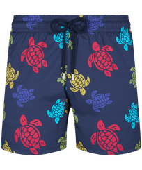 Men Stretch classic Printed - Men Stretch Swimwear Ronde Des Tortues, Navy front view