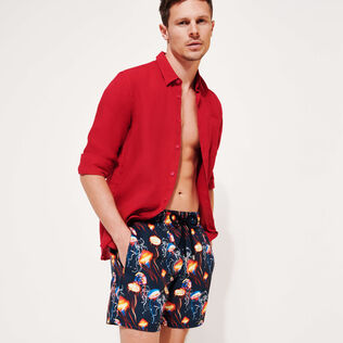 Bañador con estampado Neo Medusa para hombre Azul marino detalles vista 1