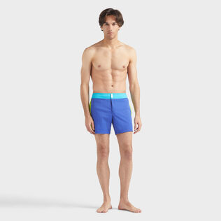Pantaloncini mare uomo elasticizzati con cintura piatta Color Block Marrakech vista frontale indossata