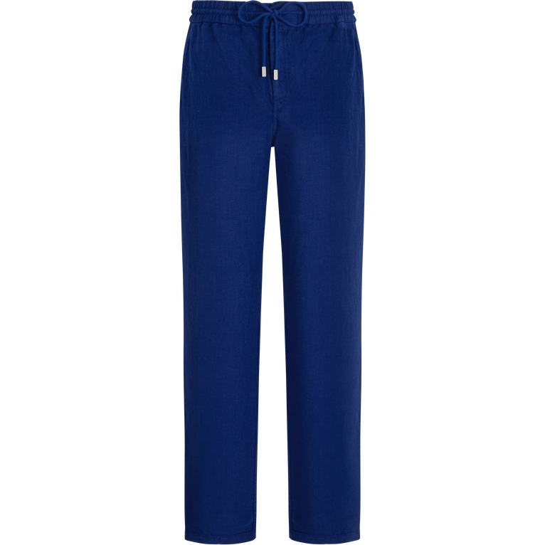 Pantalon Large En Lin Homme Uni - Parc - Bleu