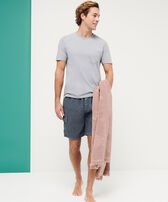 Unisex Beach Towel Natural Dye Dew front worn view