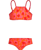 Bañador de dos piezas con estampado New Leopard para niña Albaricoque vista frontal