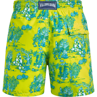 Deep Sea Toile de Jouy Badeshorts für Herren Neon yellow Rückansicht