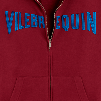 Velvet Sweatshirt mit Frontreißverschluss und aufgesticktem Logo für Herren Purpurrot drucken