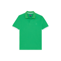 Men Cotton Pique Polo Shirt Solid Laser 正面图