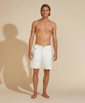 Men 5-Pockets Denim Bermuda Shorts Ronde des Tortues Off white front worn view