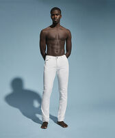 Pantaloni a 5 tasche in gabardine leggero Micro Ronde des Tortues Bianco vista frontale indossata
