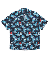 Men Printed Linen Bowling Shirt - Vilebrequin X Malbon Navy front view