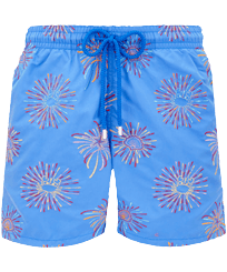 Maillot de bain homme Brodé Fireworks - Édition limitée Bleu de mer vue de face