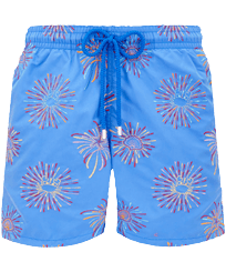Men Swimwear Embroidered Fireworks - Limited Edition Sea blue front view