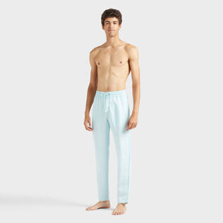 Men Linen Pants Regular Fit Natural Dye Pacific front worn view
