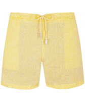 Men Linen Bermuda Shorts Mineral Dye Genet front view