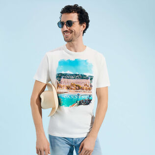 Camiseta de algodón con estampado Cannes para hombre Off white detalles vista 1
