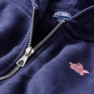 Tortue Back Sweatshirt mit Reißverschluss und Stickerei für Mädchen Marineblau Details Ansicht 1