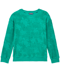 Sudadera de felpa con cuello redondo y estampado Rondes des Tortues para niños Tropezian green vista frontal