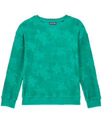Rondes des Tortues Sweatshirt mit Rundhalsausschnitt aus Frottee für Kinder Tropezian green Vorderansicht