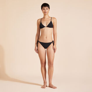 Mini slip bikini donna in corda Tresses Nero vista frontale indossata