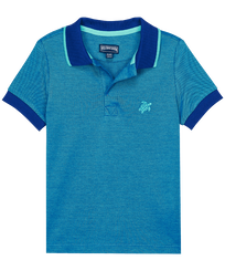 Boys Others Solid - Boys Changing Cotton Pique Polo Shirt Solid, Azure front view