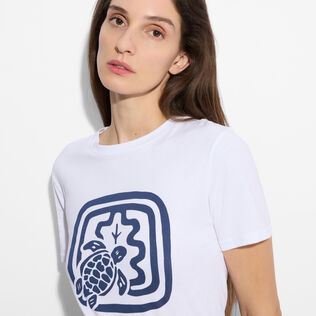 T-shirt donna in cotone biologico - Vilebrequin x Ines de la Fressange Bianco dettagli vista 1